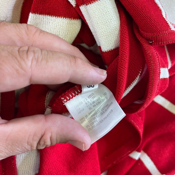 Escada Red & White Striped Sweater Twin Set Sz 36 - Picture 6 of 11